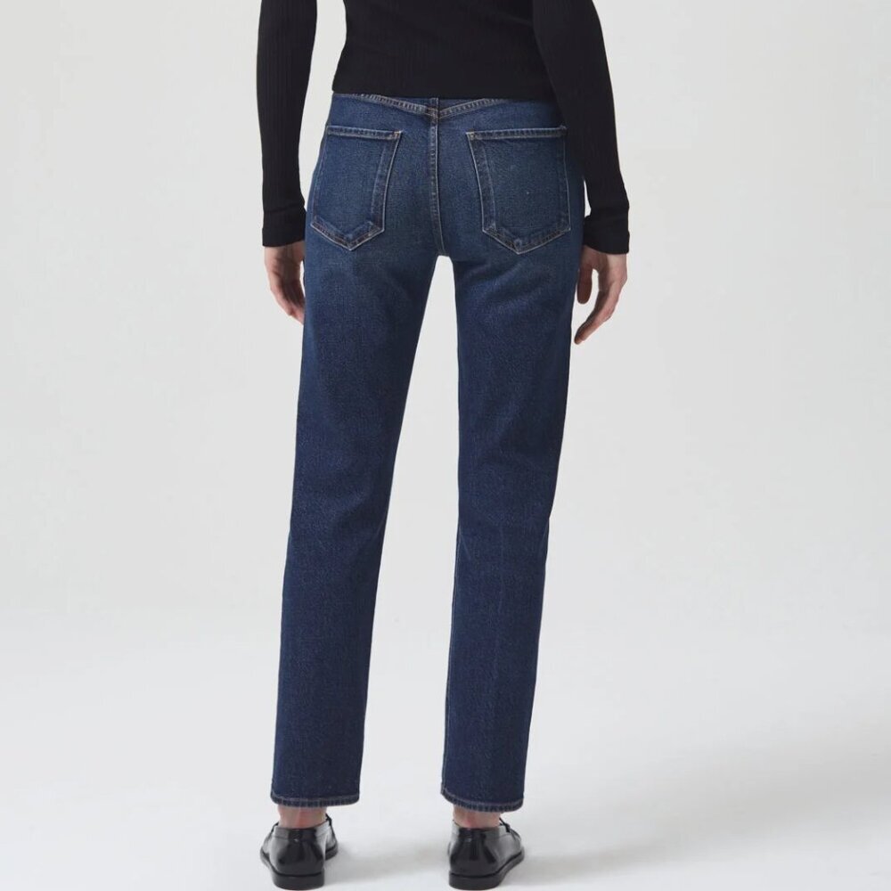 Agolde Riley Long High Rise Straight Leg Divided Jeans - Picture 2 of 8